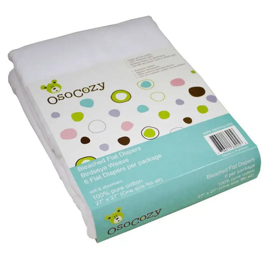 OsoCozy Flat Cloth Diapers – 6 Pack (Bleached Cotton)