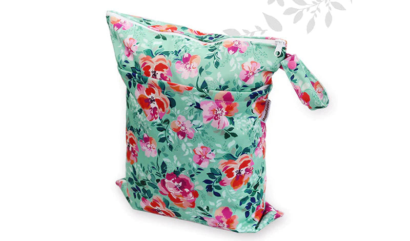 Wet Bag (M)- Green Floral